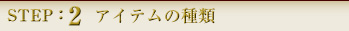 STEP:2 アイテムの種類
